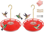 Hummingbird Feeders for Outdoors Hanging - 2 Pack No Leak Humming Bird Feeder, Easy to Clean & Fill, High View Perch, 5 Feeder Ports, Perfect for Hanging on The Tree,Yard. Hanger Incl,14 Oz