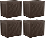 Suncast 4 Pack 22-Gallon Small Deck Box - Lightweight Resin Storage Container and Seat for Patio Cushions and Gardening Tools - Store Items on Patio, Garage, 22.5"L x 17"W x 22.5"H, Yard - Java Brown