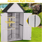 Outdoor Storage Shed,Vertical Wooden Tool Shed with Waterproof Roof,Adjustable 3 Tiers Shelves,Storage Tool Cabinet Box with Metal Frame Sloped Roof for Backyard Garden Patio Lawn (Off White)