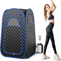 Giantex Portable Sauna, Full Body Steam Sauna w/ 3L Steam Box, Remote Control, Wood Foot Roller & Foldable Chair, Pop-Up Sauna Box for Single Person, Lightweight Personal Sauna Tent for Home (Black)