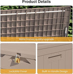Patiolife 100 Gallon Resin Deck Box, Large Outdoor Storage Box for Garden Tools, Pool Supplies, Waterproof and Lockable, Light Brown