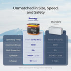 Renogy 12V 100Ah Lithium LiFePO4 Battery Self-Heating w/DuoHeat Tech, Built-in 100A BMS in Mini Size, Deep Cycle Batteries for Icefishing, RVs, Cabins, and Off-Grid Systems