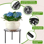 5-Pack 12” Heavy-duty Metal Plant Stands Large Flower Pot Holder for Indoor Outdoor Rust-proof Iron Potted Planter Stand Modern Round Corner Stand Shelf for Living Room Patio Garden Yard Black