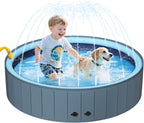UCCY 2-in-1 Foldable Dog Pool for Large Dogs Hard Plastic Splash Sprinkler Kiddie Swimming Pool Non-Slip Portable Dog Bathtubs Collapsible Multi-Use Whelping Box Ball Pit Duck Pond Grey L-48"x12"