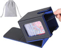 AFIING MTG Deck Box for Commander Display,Card Deck Box Fits 100 Double Sleeved Cards, Magic Commander TCG Storage Box with 2 Dividers,Drawstring Bag and 1 Toploader(Black/Blue)