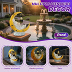 Solar Rabbit Garden Statues, Outdoor Bunny Decor, Resin Rabbit Figurine Lying on the Moon Cuddling a Baby Bunny with LED Lights for Porch Patio Lawn Yard Easter Housewarming Gardening Gifts for Mom