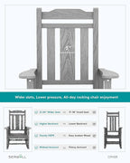 SERWALL Oversized Rocking Chair Set of 2 Outdoor, HDPE Outdoor Rocking Chair Set of 2, Space Gray