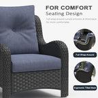LayinSun 3 Pieces Outdoor Patio Furniture Set, Rattan Wicker Chairs Sets with Armchairs and Coffee Table