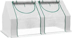 Outsunny 6' x 3' x 3' Portable Greenhouse, Garden Green House with 2 PE/Plastic Covers, Steel Frame and 2 Roll Up Windows, Clear