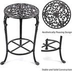 MDLUU Plant Stand 18.8 Inches Tall, Cast Iron Potted Plant Stand, 2-Tier Metal Planter Stand, Flower Pot Stand for Living Room, Bedroom, Kitchen Decor (Black)