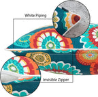 Magpie Fabrics Pack of 2 Outdoor Waterproof Lumbar Rectangular Throw Pillow with Insert 12x20 Inch, Home Decorative Toss Cushion for Patio Garden Car Office (Heronsbill Turquoise Green)