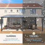 AECOJOY 24' x 10' Gazebo for Patio, Large Wall-Mounted Hard Top Lean-to Gazebo Pergola with Roof 10' x 24' on Clearance, Heavy Duty Patio Awnings for Decks, Backyard