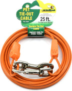 IntelliLeash 25FT Tie-Out Cables for Dogs - Strong, Safe, and Durable Dog Tie-Outs for Every Breed up to 125 Pounds - Weather and Wear Resistant Galvanized Aircraft Cable for Outside Use