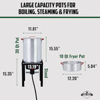Hike Crew 50,000 BTU Outdoor Propane Turkey Fryer Kit with igniter and Stainless-steel funnel – Complete Kit Includes 30qt and 10qt pots ant strainer baskets , 12-Inch and 5-inch thermometers rack and
