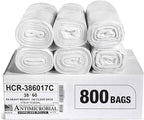 Aluf Plastics High Density Trash Bags, 60 Gallon, 800 Count, 17 Micron (eq), 38" x 60", Clear, for Bathroom, Office, Industrial, Commercial, Janitorial, Municipal, Recycling