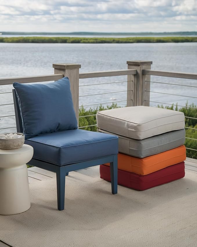 Luxury 24x24x6 Inch Outdoor Deep Seat Cushions Set of 6 - Comfortable Patio Zipper Chair Cushion for Outside Wicker Dining Rocking Swivel Chairs Loveseat Couch Sectional Sofa - Navy Blue