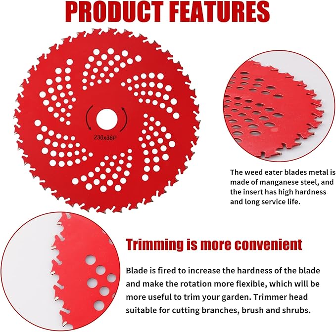 9" x 36 Teeth Carbide Tipped Blades & 9" x20T Carbon Steel Round Chainsaw Tooth Brush Blades & 10" x 3 Teeth Carbon Blades with Adapter Kit
