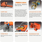 PROYAMA 58CC 2-Cycle Gas Powered Chainsaw, 16-Inch Top Handle Chain Saw, Gasoline Chainsaw 20-Inch for Tree Wood Cutting