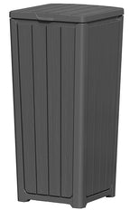 Outdoor Trash Can with Lid, Waterproof Resin Garbage Can with Tiered Lid, Outside Trash Bin for Patio, Kitchen, Backyard or Deck