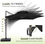 JZAC & QZYD 10 X 13 FT Cantilever Patio Umbrella with Base Included Outdoor Rectangle Offset Large Heavy Duty Double Top Umbrellas with 360° Rotation for Deck Backyard Garden, Black