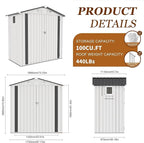 6x3.6FT Storage Shed, Outdoor Galvanized Steel Garden Shed with Lockable Door & Window, Waterproof Metal Tool Storage for Garden, Backyard, Patio, Lawn