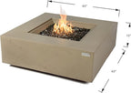 Elementi+ | Uluru Gas Fire Pit Cast Concrete 40" Square Fire Table, Outdoor Fire Pit Electronic Ignition | Canvas Cover, Fire Glass and Burner Lid Included | Sunlight Yellow | Natural Gas