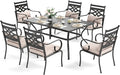 Sophia and William Outdoor Patio Dining Set for 6, Outdoor Table and Chairs, Removable Seat Cushions, 60" Black Patio Dining Table
