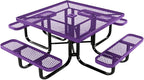 COATEDOUTDOORFURNITURE Heavy-Duty Portable Outdoor Kids Table with Umbrella Hole, Expanded Metal Kids Picnic Table, Commercial-Grade, Made in America (46 in, Square, Childrens, Textured Purple)