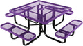 COATEDOUTDOORFURNITURE Heavy-Duty Portable Outdoor Kids Table with Umbrella Hole, Expanded Metal Kids Picnic Table, Commercial-Grade, Made in America (46 in, Square, Childrens, Purple)
