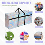4 Pcs 66 Gallon Large Moving Bags with Zipper and Handles Foldable Storage Duffle Bags Heavy Duty Extra Large Totes for College Dorm Travel Clothes Blankets Bedding Moving (Iridescent)
