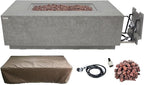 ELEMENTI Andes Propane Gas Fire Pit Table | Rectangular Concrete Fireplace with Concealed Propane Tank Storage Drawer | Electronic Ignition | Light Gray