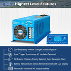 SUNGOLDPOWER 6000W 24 Vdc Inverter Charger,Peak 18000w,240 Vac Input, 120V/240V AC Output Split Phase,Low Frequency,Pure Sine Wave with LCD Remote Controller(Updated Version) Blue