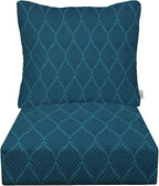 RSH DECOR: Deep Seating Cushion with Pillow Back | 23” x 26” Seat | All-Weather Spun Fabric | Water and Fade-Resistant | Outdoor Chair Cushion Set for Patio Furniture | Fenbrook Blue
