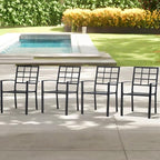 Outdoor Dining Chairs Set of 8, Aluminum Frame Stackable Patio Dining Chairs with Armrest, Wrought Iron Patio Bistro Chairs for Lawn, Backyard, Garden, Porch