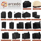 Arcedo BBQ Grill Cover 50 Inch, Heavy Duty Waterproof Barbecue Cover for Outdoor Grills up to 48 Inch Width, Suitable for Weber, Char Broil, Nexgrill Grills, etc, All Weather Protection, Black