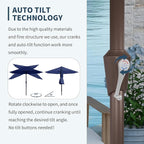PatioKingdom Auto-Tilt 9FT Patio Umbrella Outdoor with 8 Sturdy Fiberglass Ribs,Market Table Umbrella for Pool,Backyard,Deck and Garden