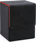 Magic Card Deck Box for MTG Single Deck Card Box fits 100+ TCG Sleeved Cards Soft Leather Card Box Top loading Card Boxes Magic Gift for MTG TCG CCG (Vertical,Black)