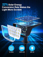 Solar Spot Lights Outdoor, Ultra Bright Solar Garden Lights Cool White, IP68 Waterproof Landscape Spotlights, 800LM 6500K for Yard Garden Wall Driveway, 4 Pack