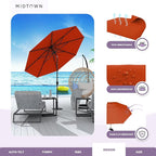 Midtown Umbrellas 10-Year-No-Fade - 9 Ft - UV Proof Apple Red Polyester Fabric - Umbrella Outdoor Patio, Auto-Tilt Aluminum Frame Patio Umbrella for Garden, Pool & Deck - Black Pole
