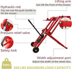 Lawn Mower Lift Jack 500LBS Capacity Hydraulic Cylinder Adjustable Height, Heavy Duty Zero Turn Mower Lift with Safety Lock & Wheels for Tractors, Atvs, & Lawnmower