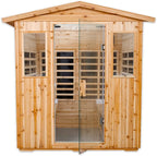 Outdoor Sauna 4 Person Infrared Saunas for Home,2050watt Canadian Hemlock Wooden Large Sauna Room with Blue-Tooth, 4 Chromo Therapy Lighting,2 LCD Control