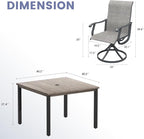 VICLLAX 5 Pieces Outdoor Dining Set, Patio Furniture Set of 4 Patio Swivel Dining Chairs and Square Patio Table, Grey Chairs & Antique Grey Tabletop