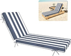 Chaise Lounge Cushions Outdoor Furniture 72 x 21 Inch Olefin Patio Lounge Chair Cushions 4'' Thick Waterproof Outdoor Chaise Cushion Weather Resistant Pool Lounger Cushion (Navy Stripe)
