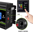 NOVOPAL 3000 Watt Pure Sine Wave Power Inverter DC 12V to AC 110V 120V Rv Inverters with 3 AC Outlets,High Power Terminal-16 ft Remote Control, LCD Display for Truck, Hurricane, Home
