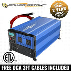 PowerBright 3000 Watts Power Inverter 12V DC to 120V AC Converter for RV, Truck, Off-Grid Inverter, Easy to Install Car Inverter, Dual 110V AC Outlets - Installation Kit Included - ETL Approved