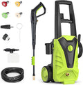 Electric Pressure Washer, 2.0 GPM – High Pressure Power Washer with Foam Cannon, 4 Quick-Connect Nozzles, 23ft Hose & Compact Storage for Cars, Patios & Home Cleaning, Green