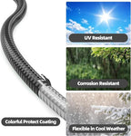 SPECILITE 50ft 304 Stainless Steel Garden Hose Metal, Heavy Duty Water Pipe with Nozzles for Yard, Outdoor - Flexible, Never Kink & Tangle, Puncture Resistant (Black)