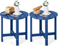 Tangkula Round Outdoor Side Table, 18 Inch Weather Resistant HDPE Adirondack Table, Outdoor Indoor Chairside End Tables, Patio Side Table for Lawn Garden Balcony Backyard, Easy Assembly (2, Navy)