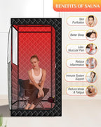 Smartmak Portable Sauna with Infrared 660nm Red Light Therapy Lamp for Home Relaxation, Personal Large Full Body Sauna Spa Tent, 185°F1500W High Power Hot Air Saunas, Folding Chair Indoor Use