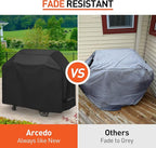 Arcedo BBQ Grill Cover 50 Inch, Heavy Duty Waterproof Barbecue Cover for Outdoor Grills up to 48 Inch Width, Suitable for Weber, Char Broil, Nexgrill Grills, etc, All Weather Protection, Black